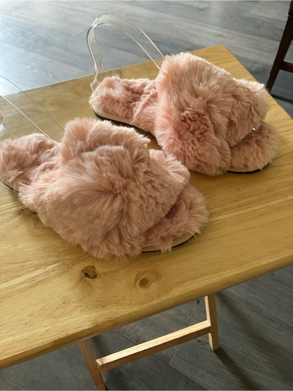 Plush Faux Fur Slide Slippers for Women - Blush Pink